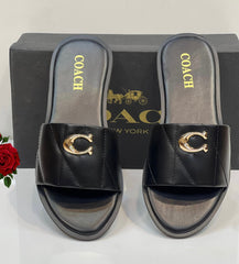 Coach Black & White Flat Slippers Official Model Sizes 36–42