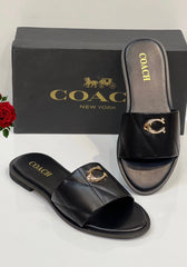 Coach Black & White Flat Slippers Official Model Sizes 36–42