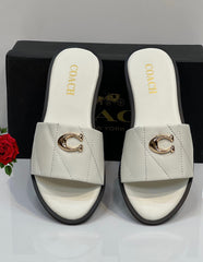 Coach Black & White Flat Slippers Official Model Sizes 36–42