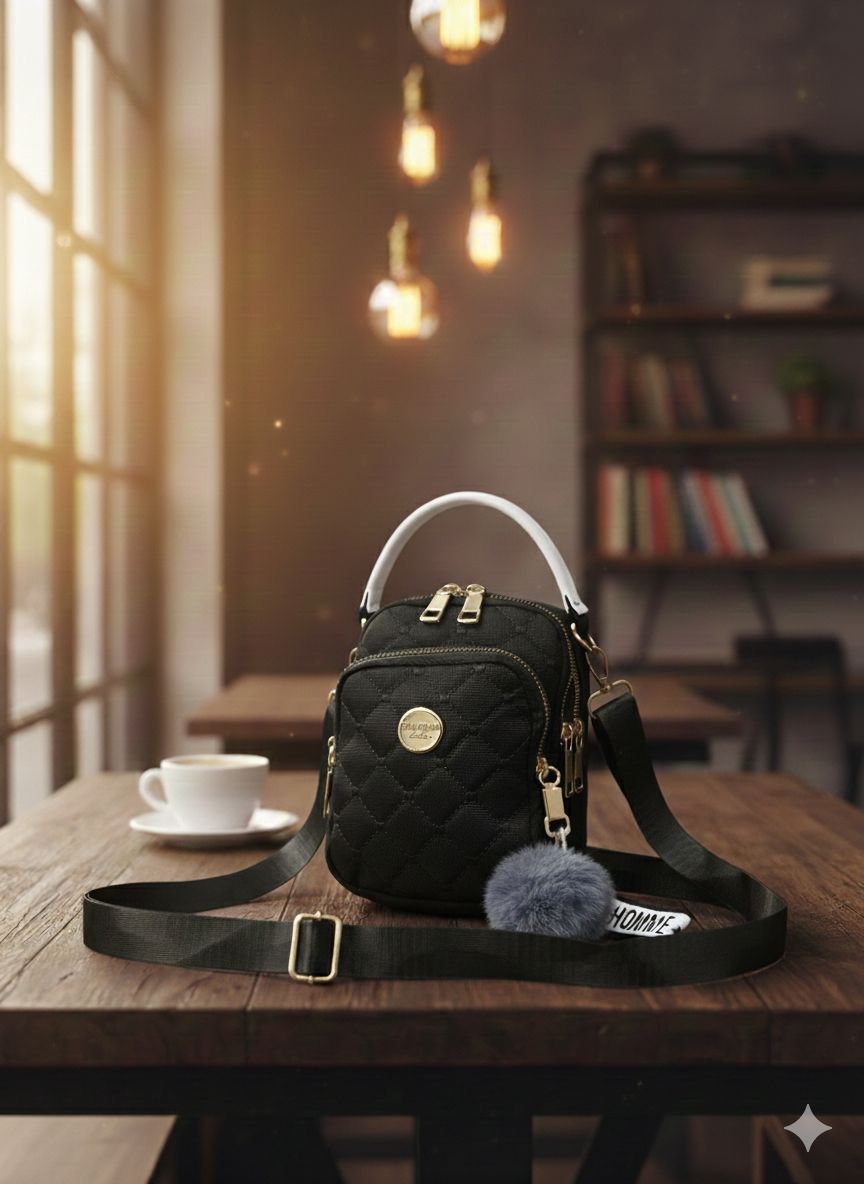 Imported Parachute Crossbody Bag with Keychain