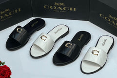 Coach Black & White Flat Slippers Official Model Sizes 36–42