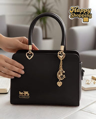 Coach Shoulder Bag with Long Strap & Keychain