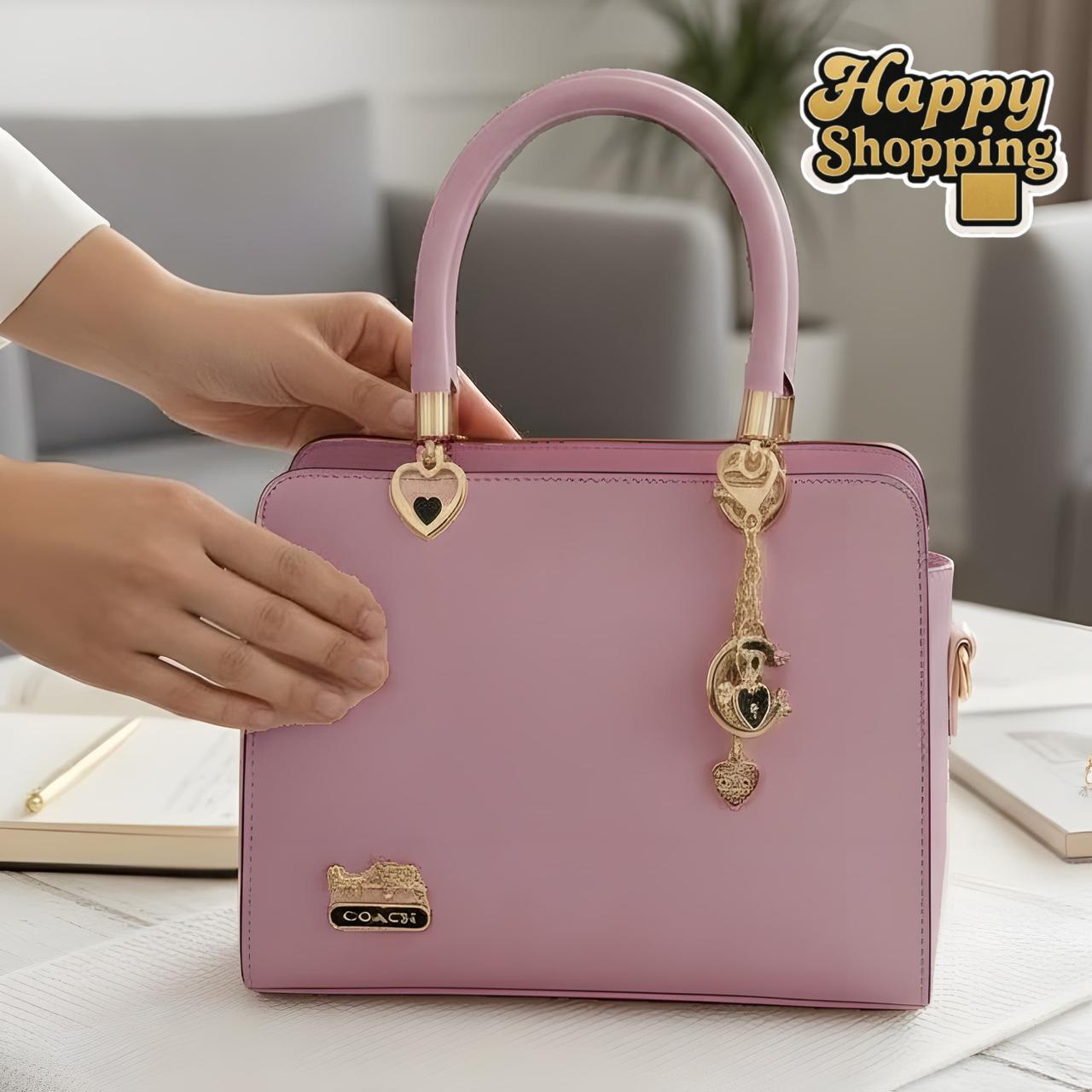 Coach Shoulder Bag with Long Strap & Keychain