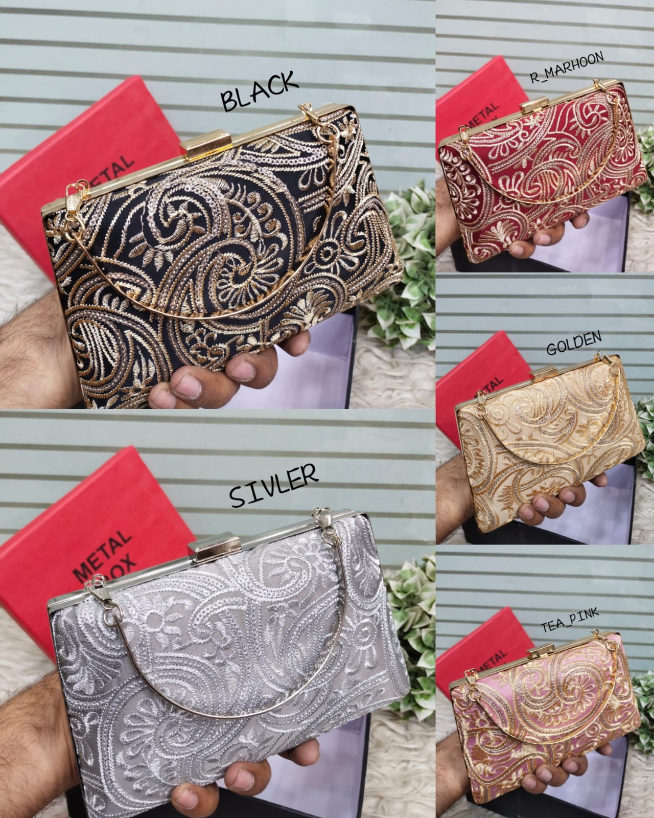 Fancy Hand Clutch for Women Stylish Metal Body