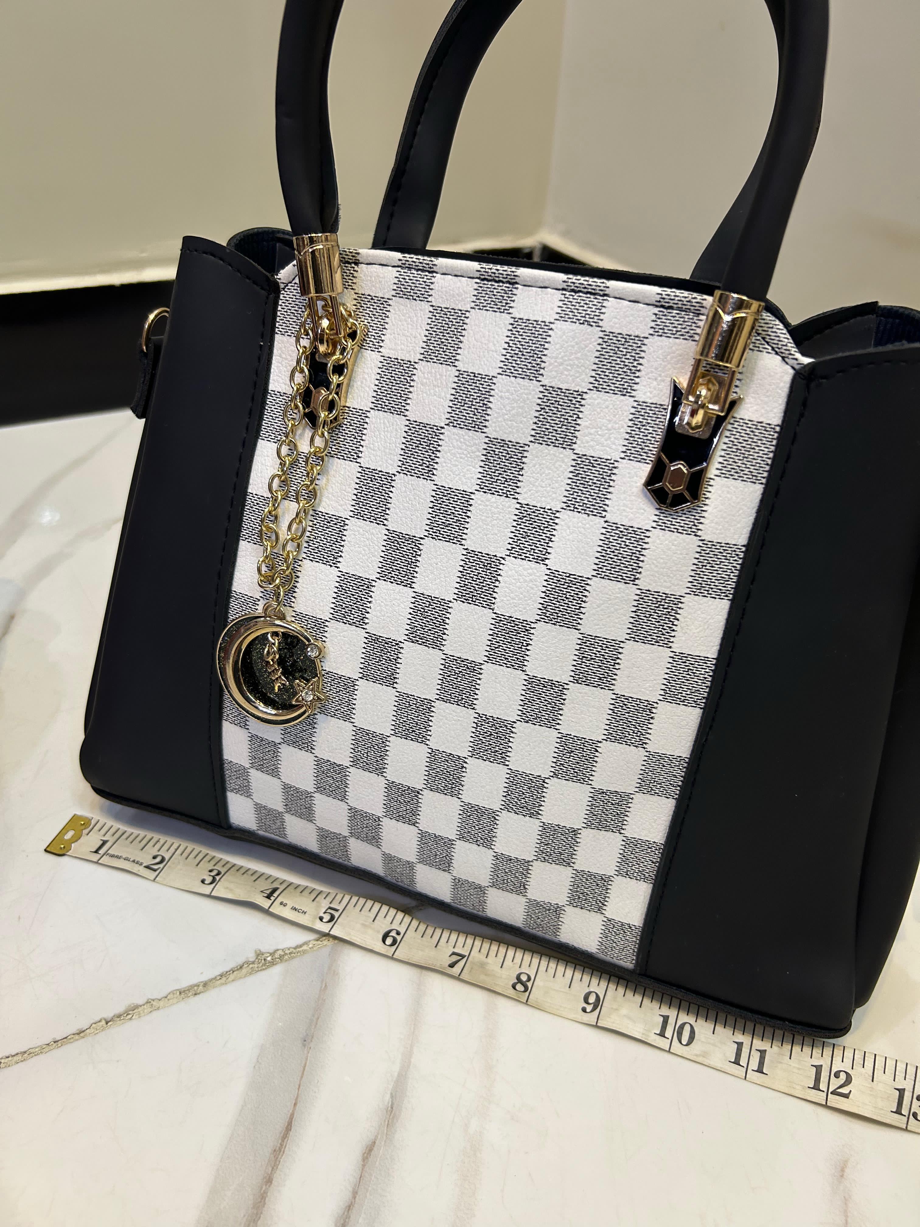 High Quality LV Handbag with Long Belt & Random Keychain