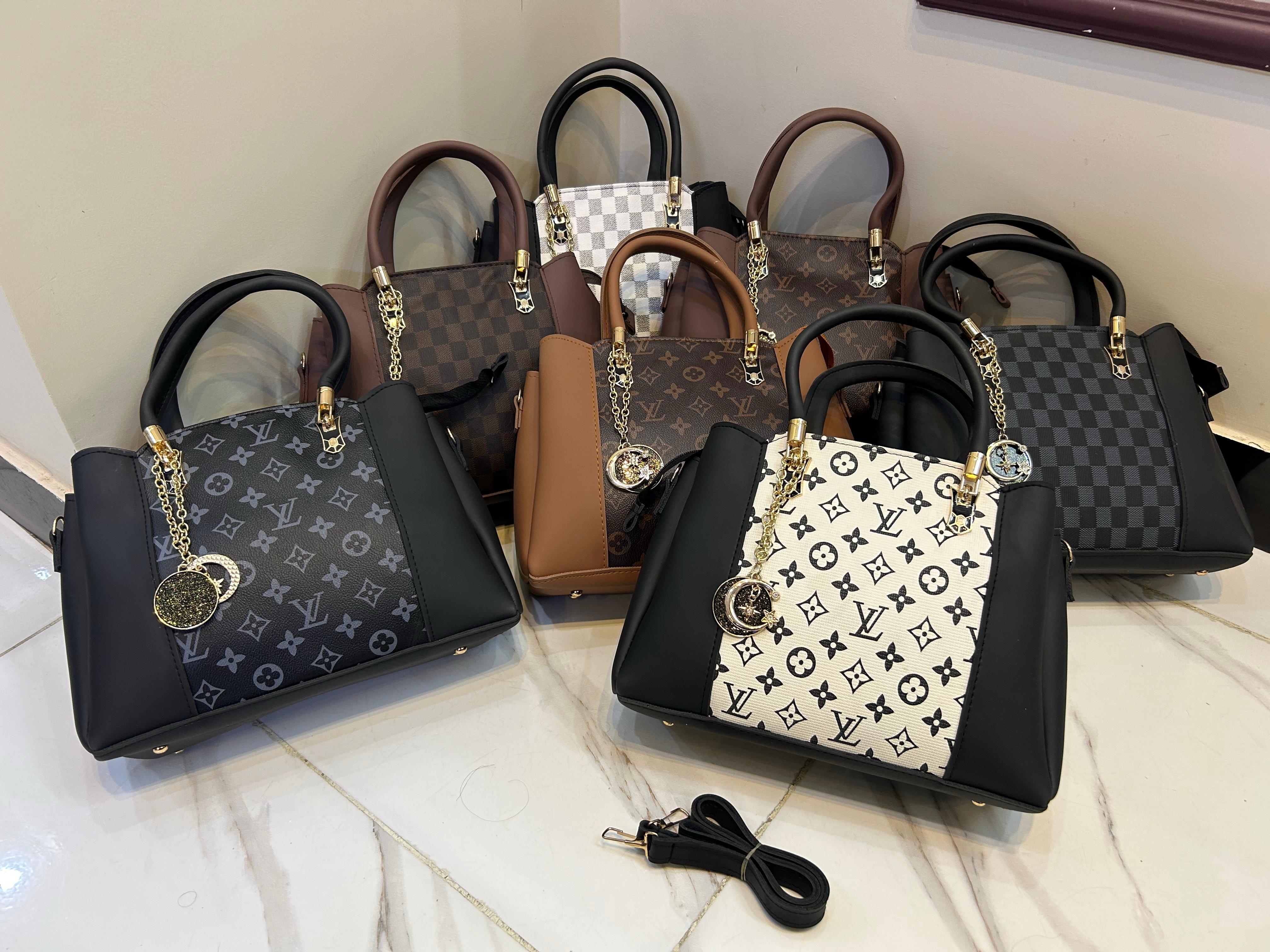 High Quality LV Handbag with Long Belt & Random Keychain