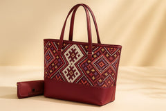High Quality Printed 2 Piece Tote Bag with Wallet 