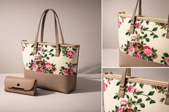 High Quality Printed 2 Piece Tote Bag with Wallet 