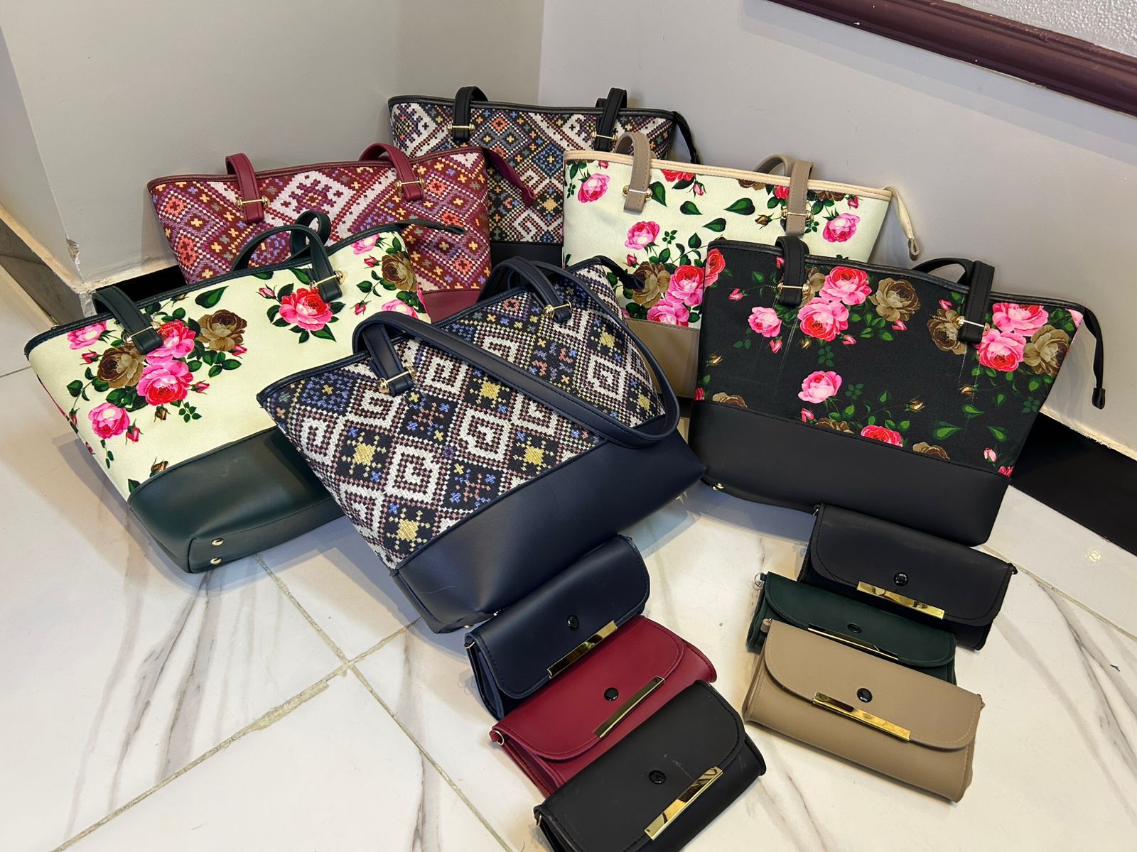 High Quality Printed 2 Piece Tote Bag with Wallet 