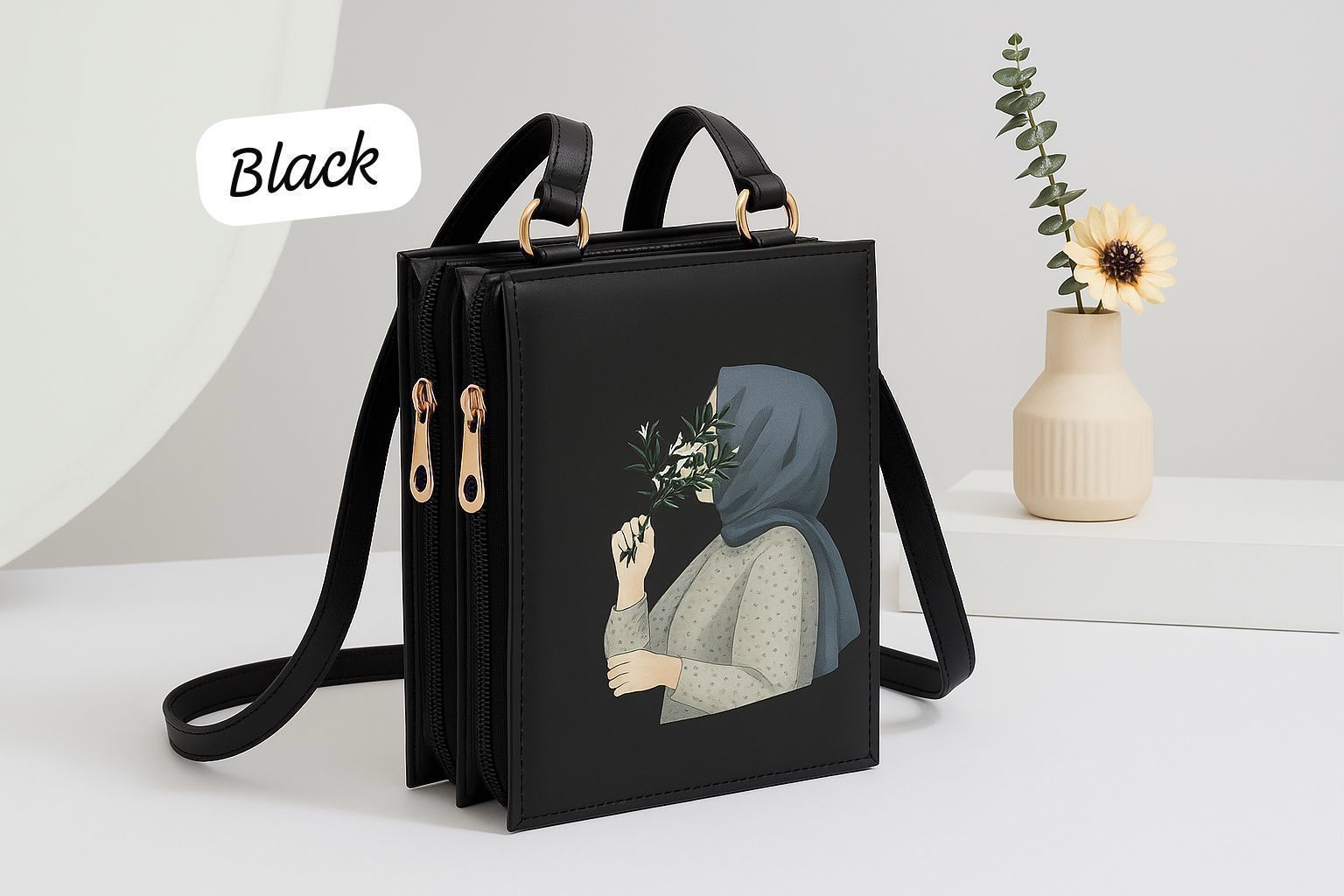 Hijaaabeees Mobile Pouch Side Crossbody Clutch with Hijab Print
