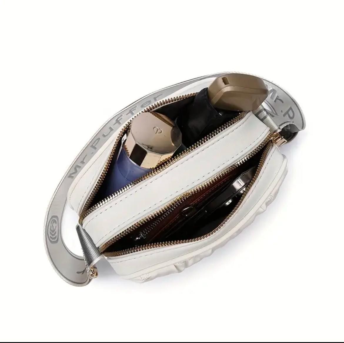 Imported Ladies Mr Puffer Handbag Long Belt & Double Zipper