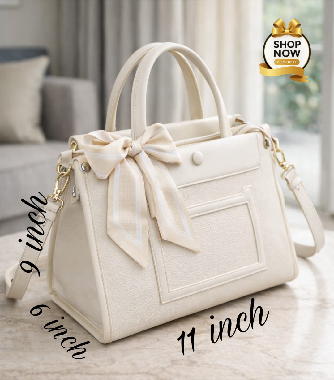 Imported High-Quality Shoulder Bag with Belt & Scarf