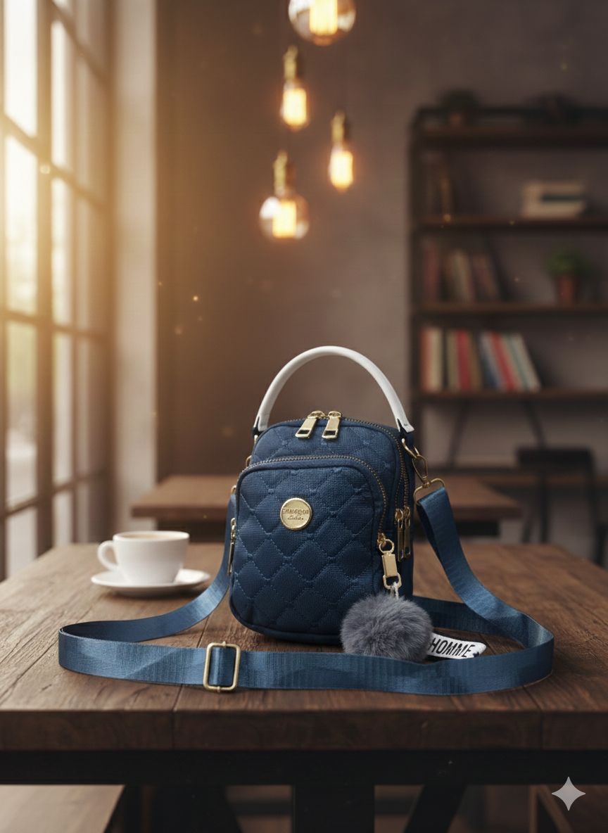 Imported Parachute Crossbody Bag with Keychain