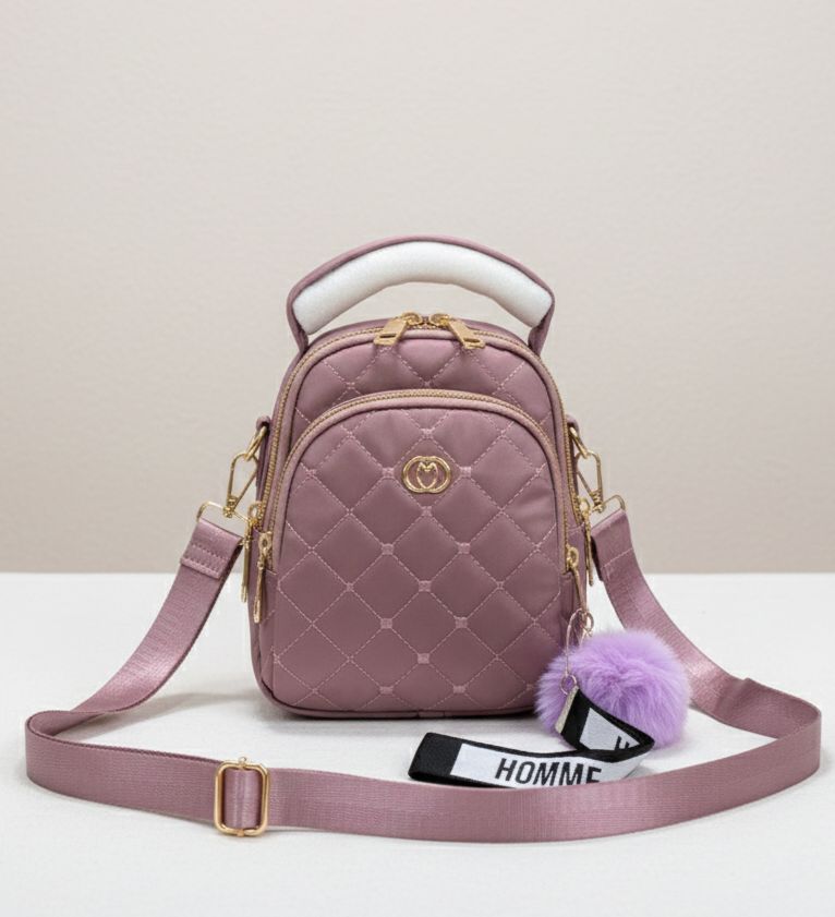 Imported Parachute Crossbody Bag with Keychain