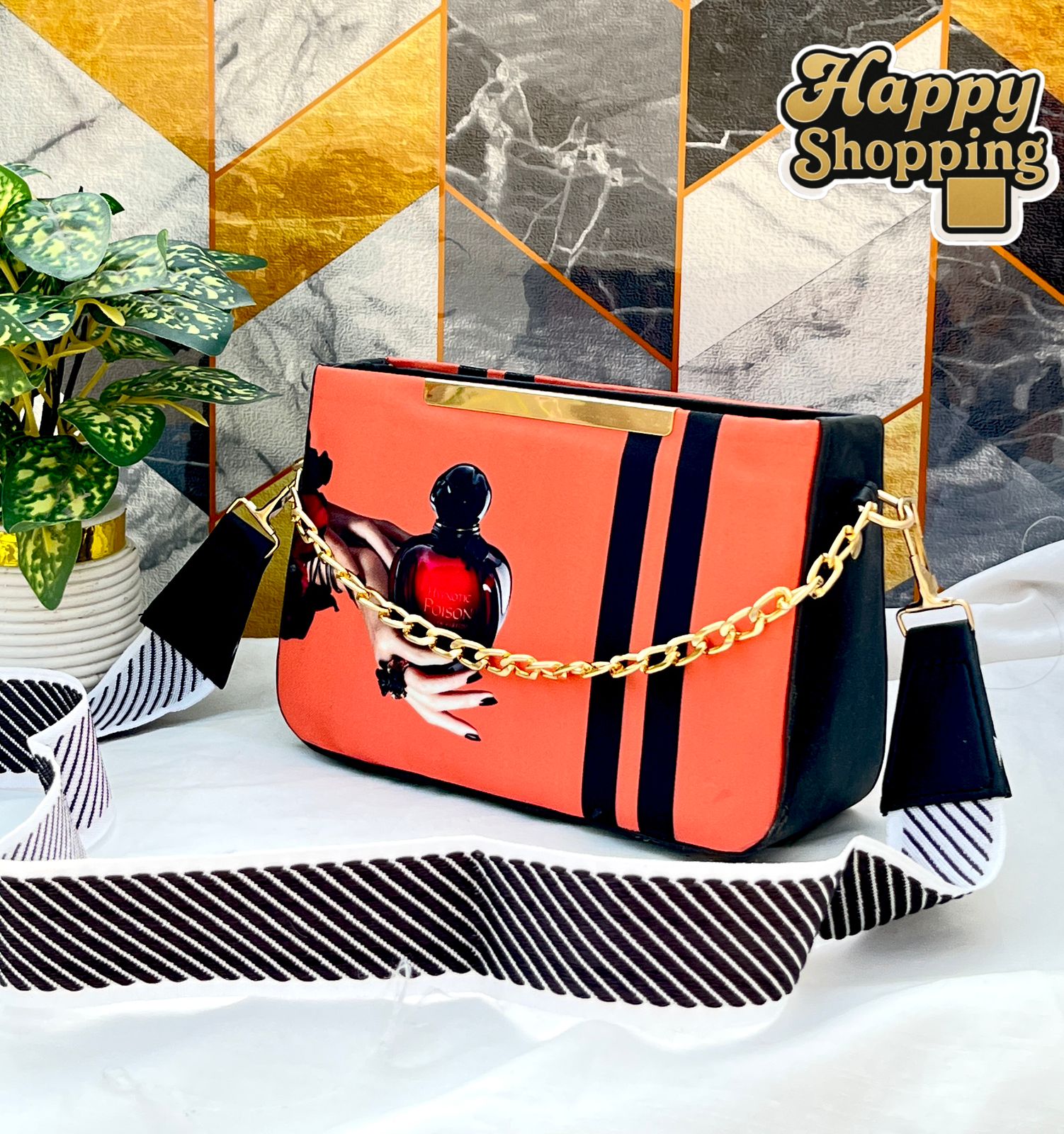 Poison High Quality Crossbody Bag with Front Chain