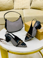Re-Stock Zara Check Block Heel & Moon Shoulder Bag Combo