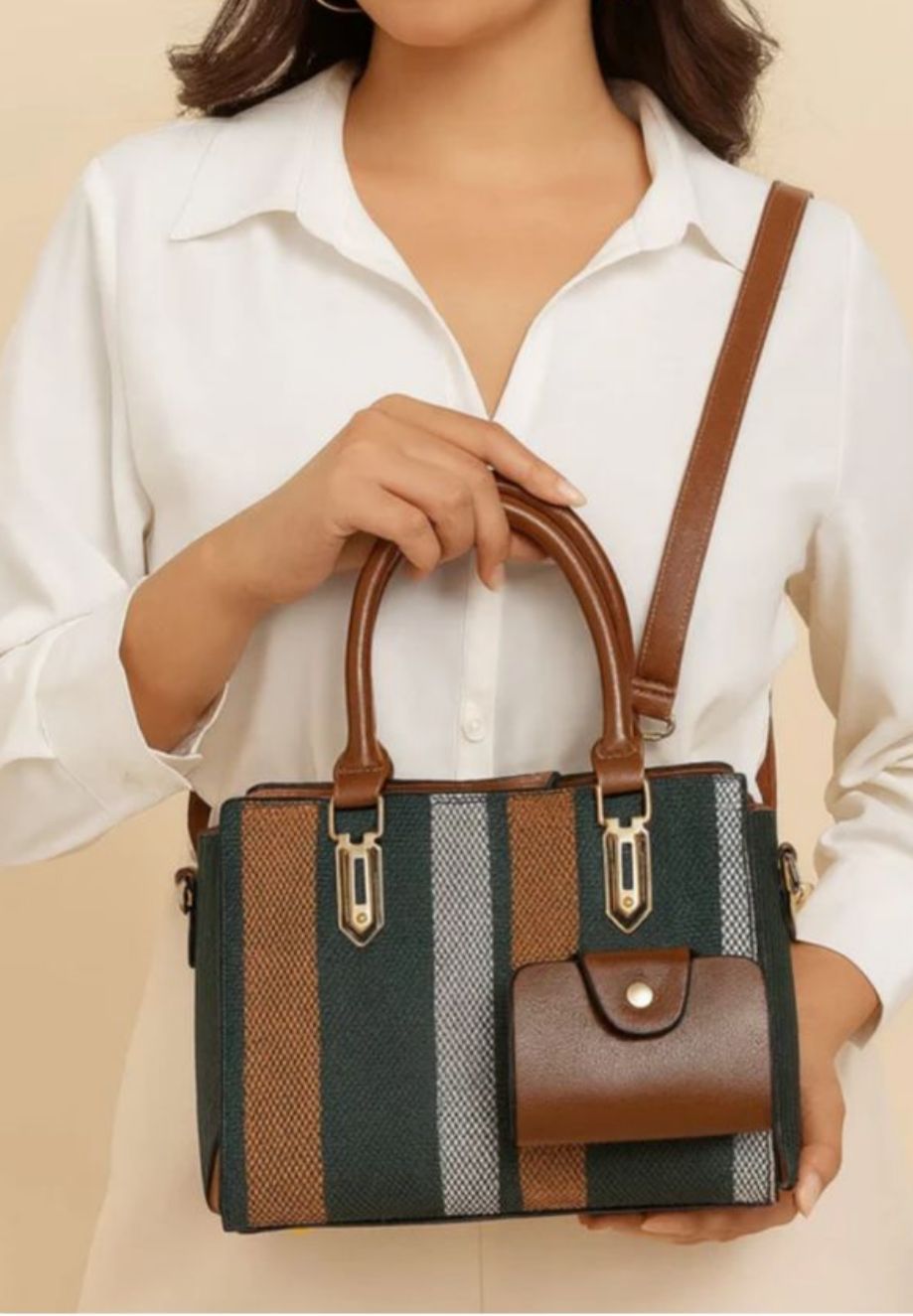 Women’s Handbag with Long Strap & Coin Pouch 