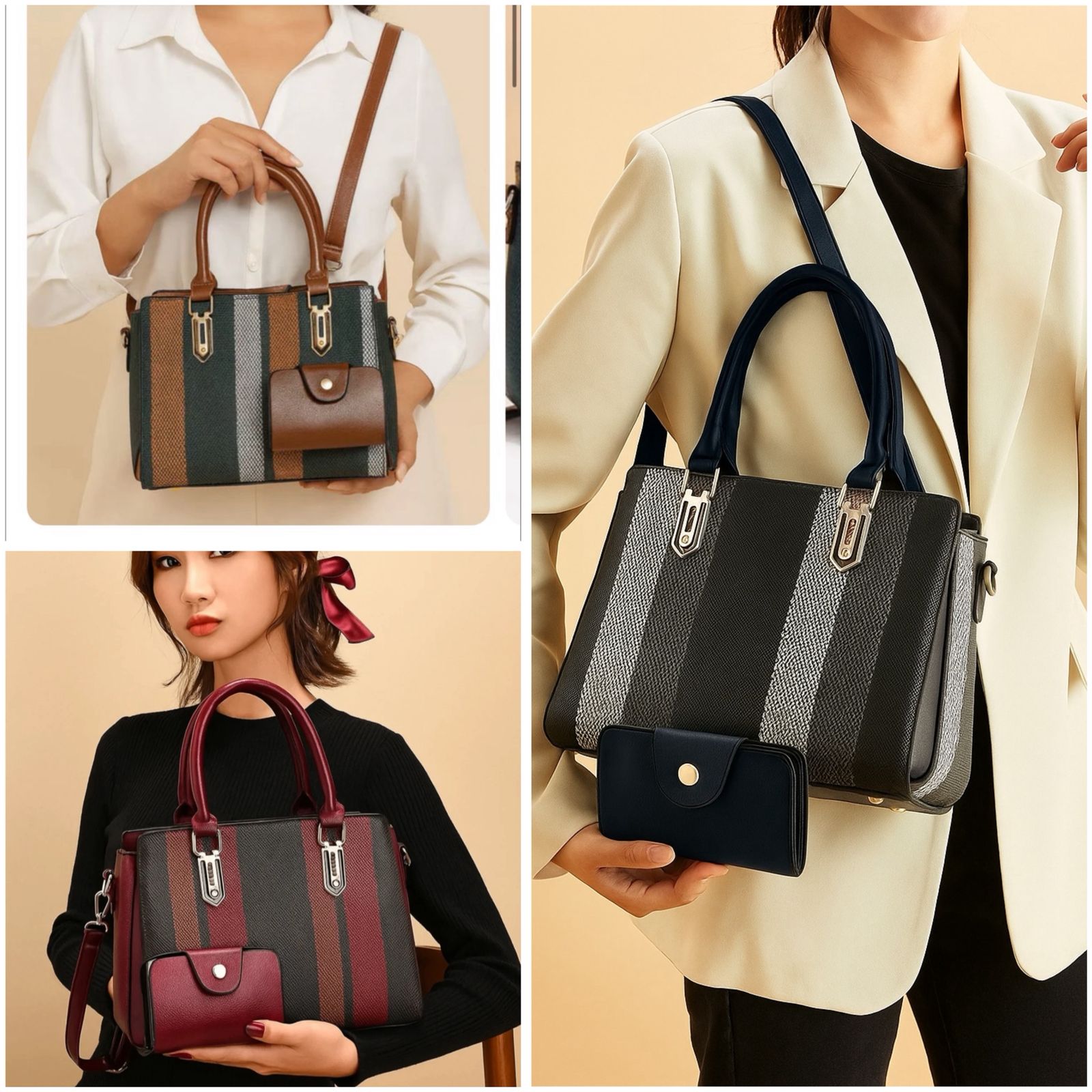 Women’s Handbag with Long Strap & Coin Pouch 