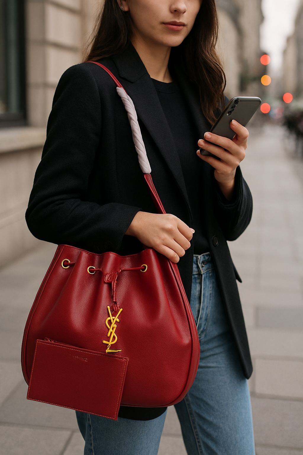 YSL Saint Laurent Bucket Bag with Pouch