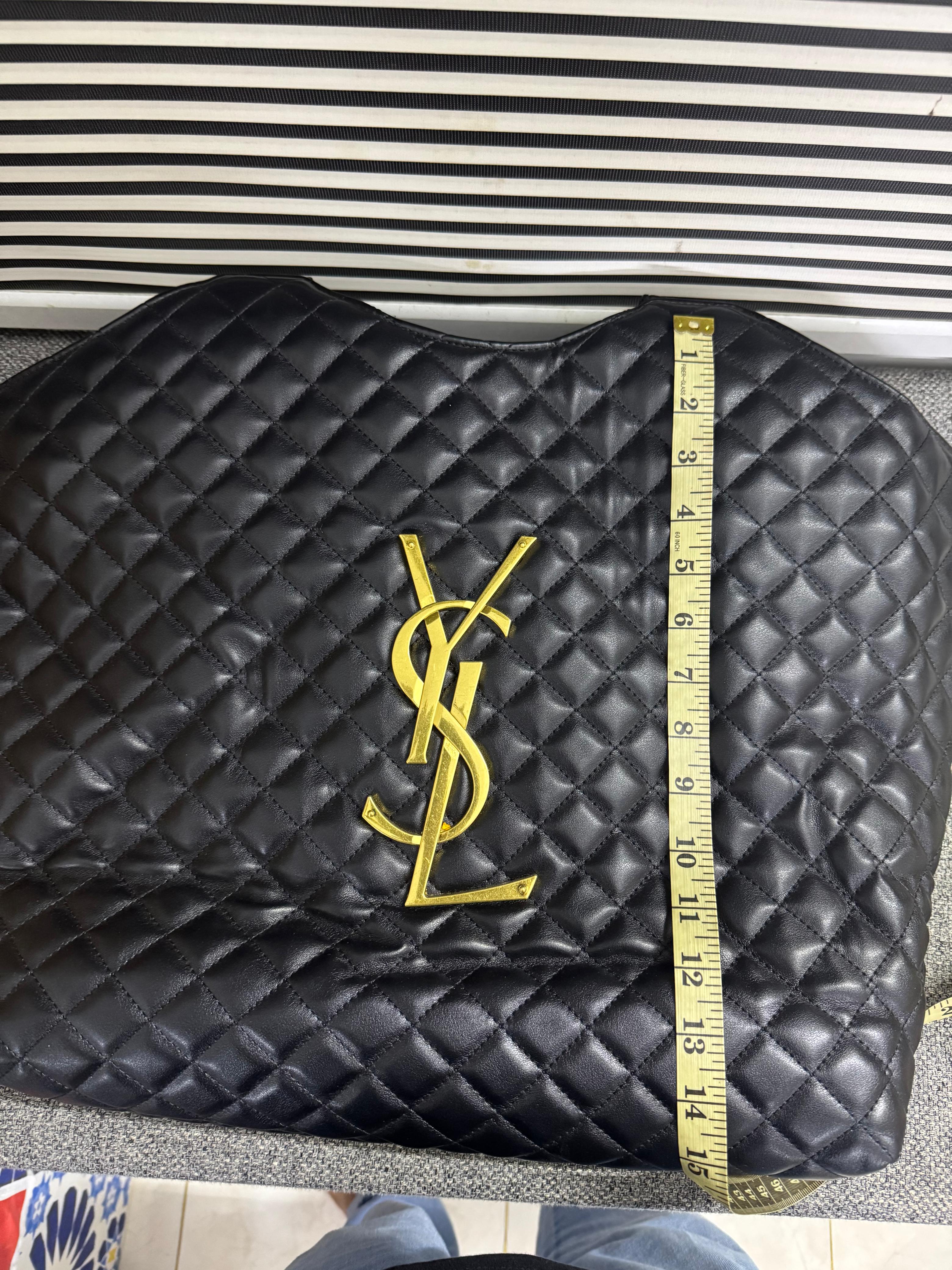 YSL Saint Laurent Icare Maxi Quilted Lambskin Shopping Bag Black